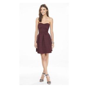 NWT!  Express - Burgundy Bandage Strapless Dress (small petite)
